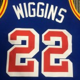 WARRIORS WIGGINS #22 Blue 75th Anniversary Retro NBA Jersey