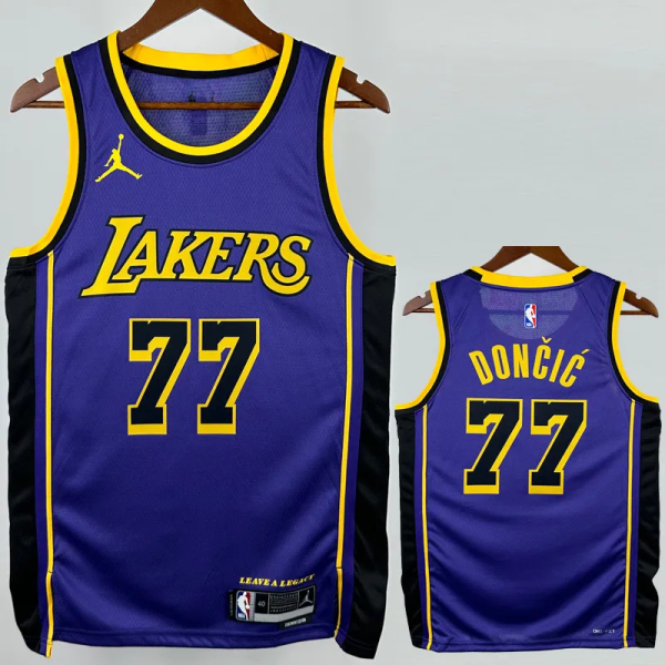 22-23 Lakers DONCIC #77 Purple Top Quality Hot Pressing NBA Jersey (Trapeze Edition) 飞人版