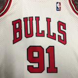 1998 BULLS RODMAN #91 White Retro Top Quality Hot Pressing NBA Jersey