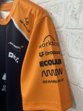 2025  F1 McLaren New Pattern Short Sleeve Racing Suit（圆领，胸前宝蓝，无号码）