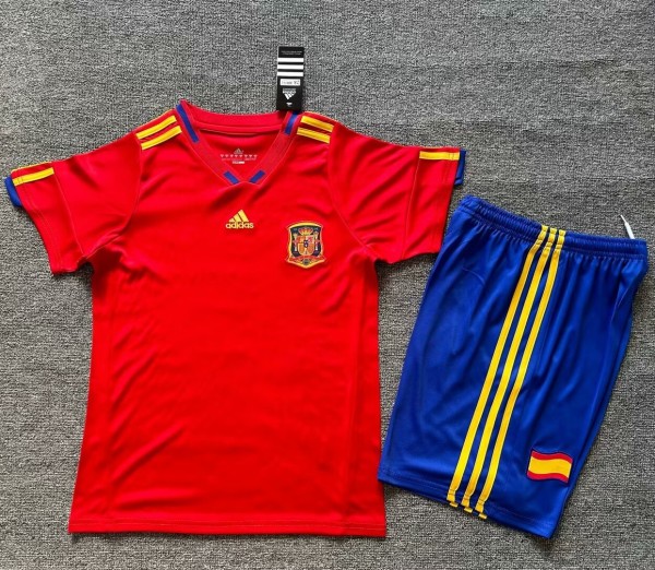 2010 Spain Home Retro Kids Soccer Jersey
