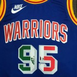 Warriors TOSCANO #95 'Mexico' Blue 75th Anniversary Retro Top Quality Hot Pressing NBA Jersey