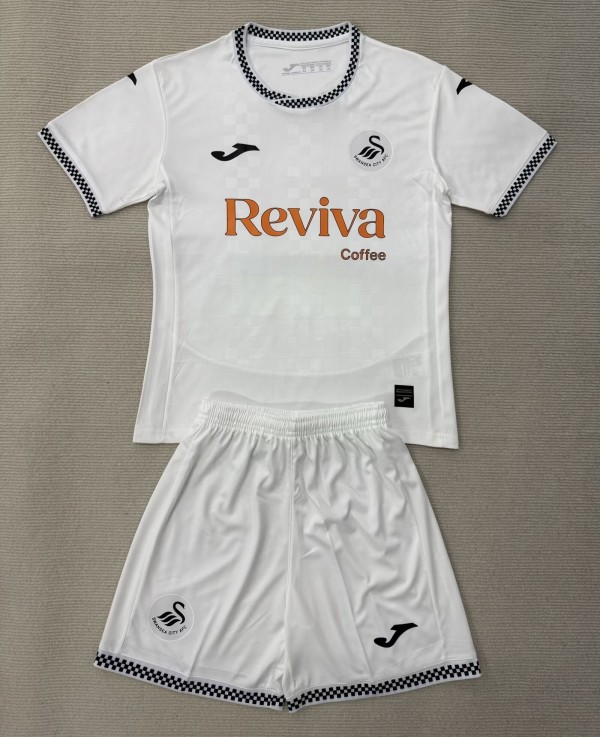 25-26 Swansea City Home Kids Soccer Jersey