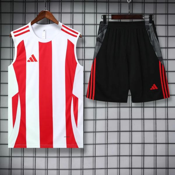 2025 AD White Red Tank Top And Shorts Suit