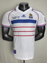 1998 France Away White Player Version Retro Soccer Jersey*球员