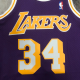 1996-97 LAKERS O'NEAL #34 Purple Retro Top Quality Hot Pressing NBA Jersey(圆领）