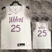 2018-19 Timberwolves ROSE #25 White Retro Top Quality Hot Pressing NBA Jersey 2018-19 Timberwolves ROSE #25 White Retro Top Quality Hot Pressing NBA Jersey