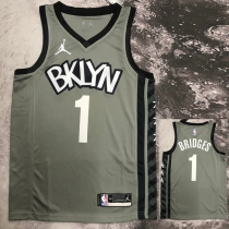 NETS BRIDGES #1 Grey Top Quality Hot Pressing NBA Jersey (Trapeze Edition) NETS BRIDGES #1 Grey Top Quality Hot Pressing NBA Jersey (Trapeze Edition)