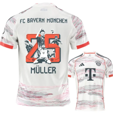 25-26 Bayern Away Muller #25 Print Picture Number Fans Soccer Jersey