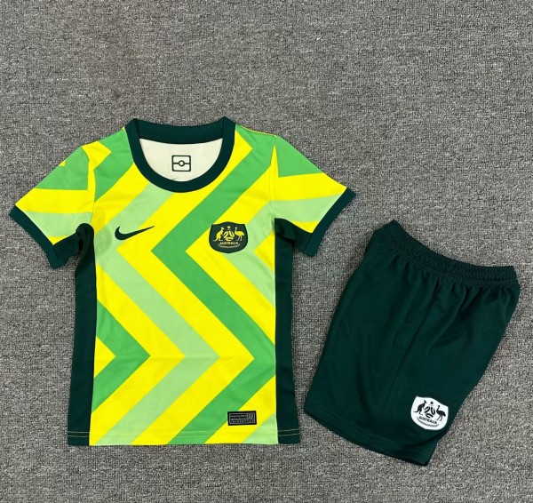 25-26 Australia Home Kids Soccer Jersey