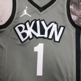 NETS BRIDGES #1 Grey Top Quality Hot Pressing NBA Jersey (Trapeze Edition)