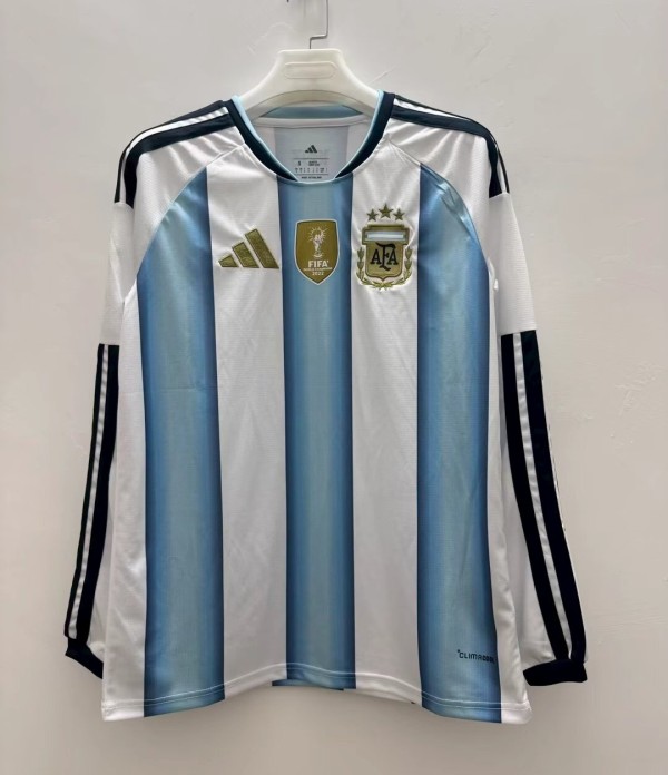 2026 World Cup Argentina Home Long Sleeve Fans Soccer Jersey