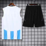 2025 AD White Blue Tank Top And Shorts Suit