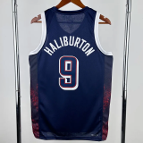 2024 Olympic Game USA HALIBURTON # 9 Dark Blue Basketball Jersey