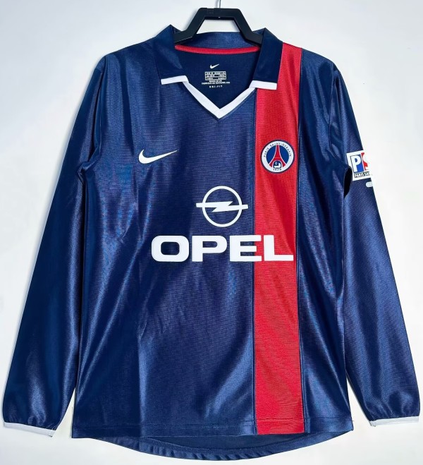 2001-2002 PSG Home Long Sleeve Retro Soccer Jersey