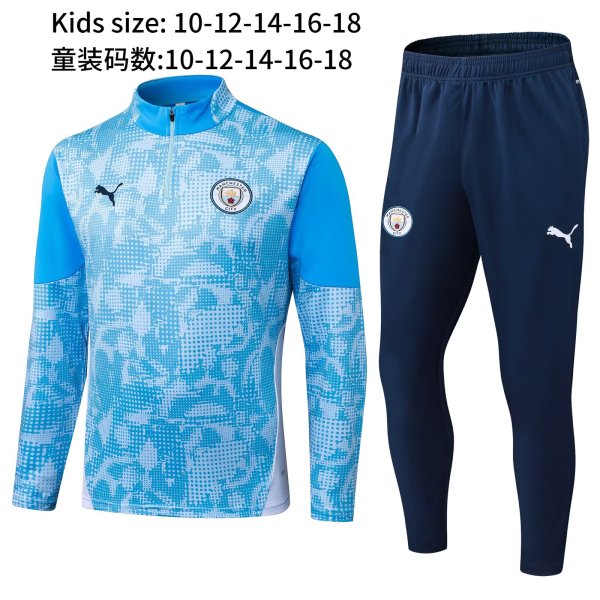 25-26 Man City High Quality Kids Half Pull Tracksuit