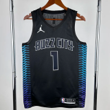 2017-2018 HORNETS BALL #1 Black City Edition Top Quality Hot Pressing NBA Jersey