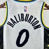 24-25 Indiana Pacers HALIBURTON #0 White City Edition Top Quality Hot Pressing NBA Jersey