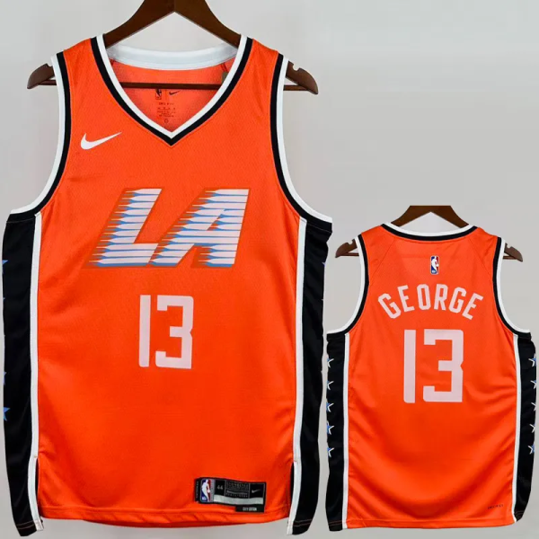 25-26 Clippers GEORGE #13 Orange City Edition Top Quality Hot Pressing NBA Jersey