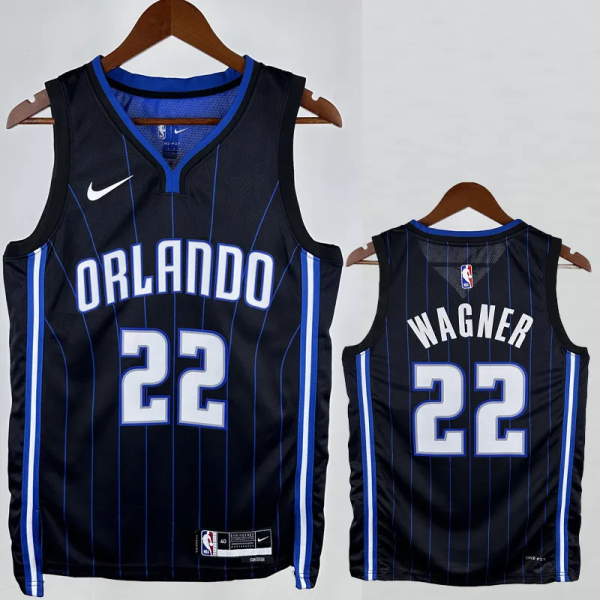 22-23 Magic WAGNER #22 Black Away Top Quality Hot Pressing NBA Jersey(黑色条纹)