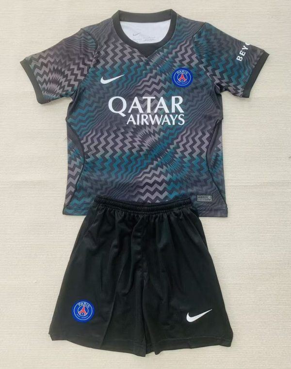 26-27 PSG Black GoalKeeper Kids Soccer Jersey
