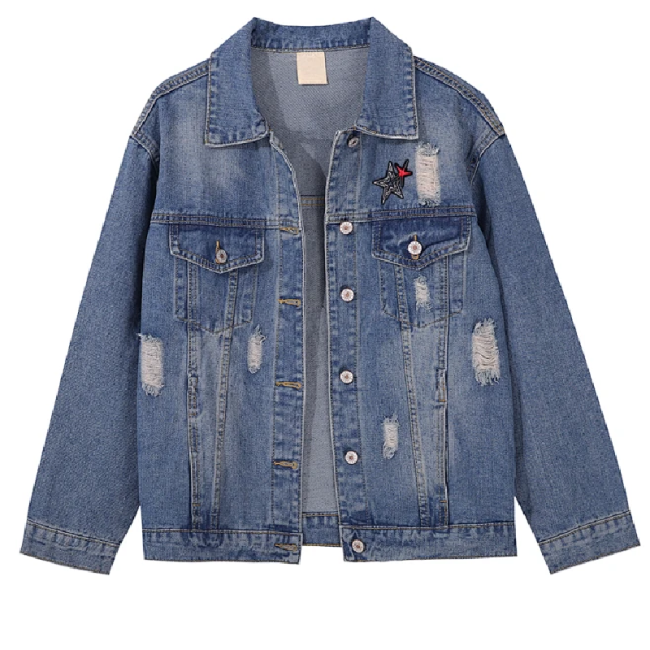 Denim Jeans Jackets For Slim Fit Destroyed Distressed Fashion Ripped Vintage Coat Jeans Jacket