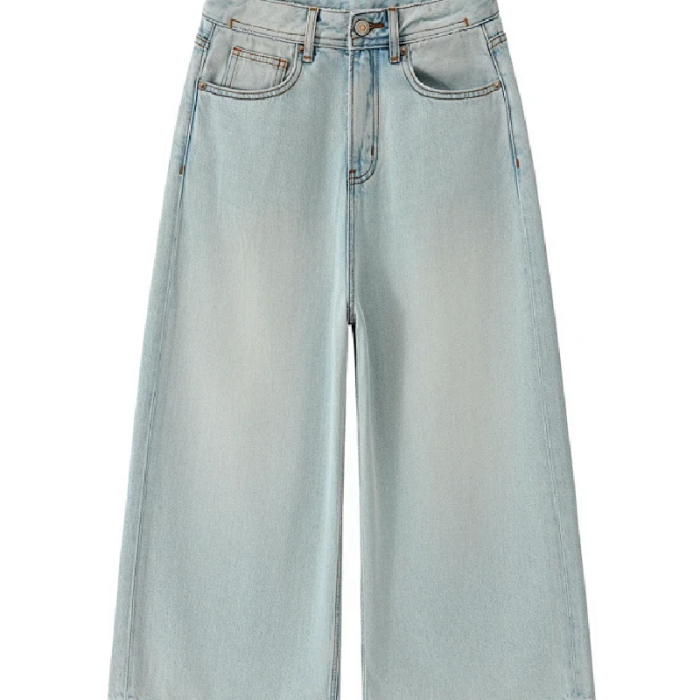 THUNDER STAR Womens High Waisted Wide Leg Jeans Stretchy Distressed Denim Pants