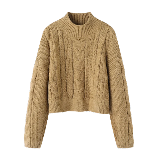 ZAFUL Women's Cropped Turtleneck Sweater Lantern Sleeve Ribbed Knit Pullover Sweater Jumper