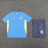 24/25 Manchester City kids Short sleeve training suit Light Blue