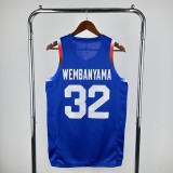24 Olympic Games France #32 WEMBANYAMA Basketball Jersey