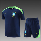 24/25 Brazil kids Short sleeve royal blue training suit
