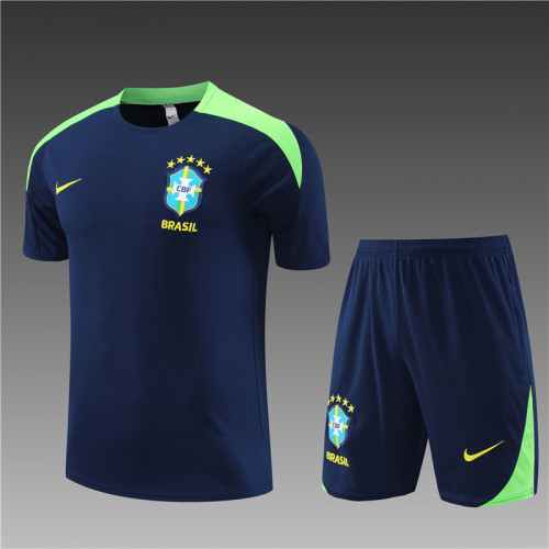 24/25 Brazil kids Short sleeve royal blue training suit