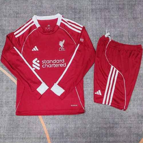 25/26 liverpool home kids kit long sleeves