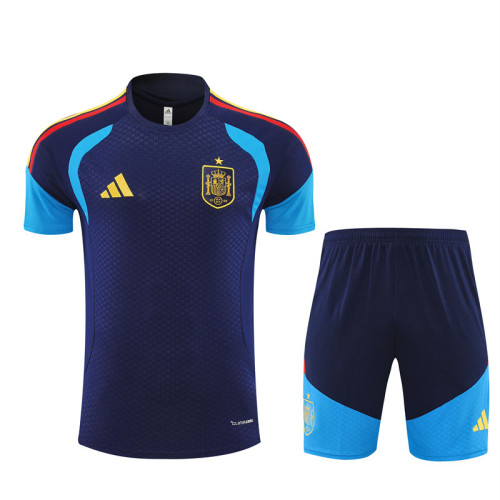 26/27 Spain kids short -sleeved training suit royal blue