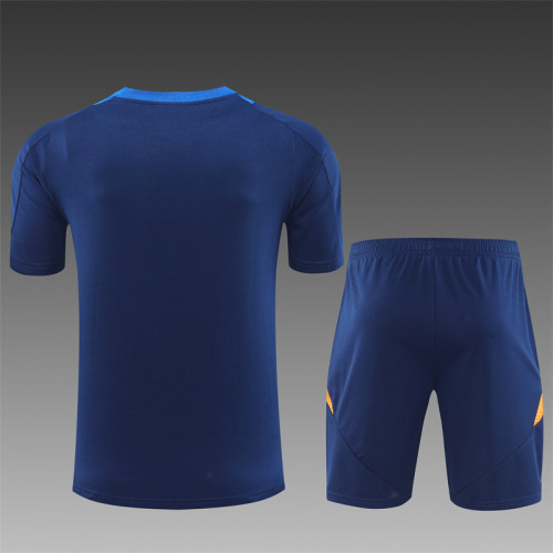24/25 Juventus Short sleeve Royal Blue training Adult suit