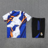 25/26 Real Madrid kids Short sleeve training suit White Blue