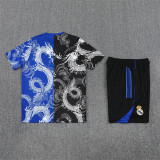 25/26 Real Madrid Short sleeve Adult training suit black blue