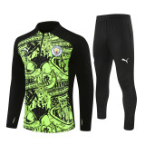 24/25 Manchester city kids training suit lFluorescent green