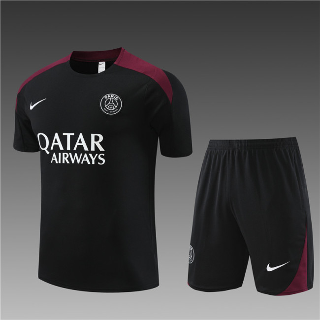 24/25 PSG kids short -sleeved black training suit