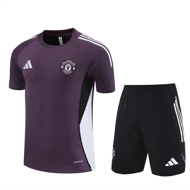25/26 Manchester United Short sleeve training suit Purple;