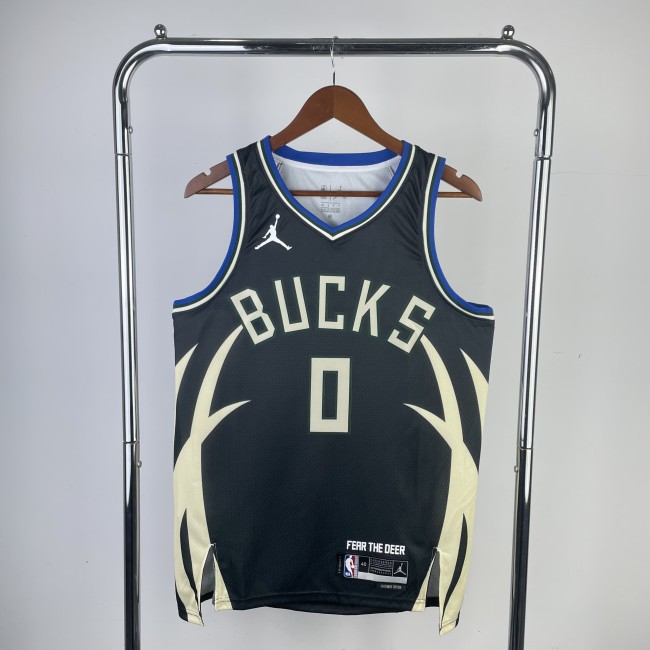 23 NBA Bucks Flying Man Limited #0 Lillard Basketball Jersey