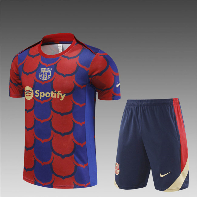 24/25 Barcelona Short sleeve training suit Red Blue
