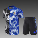 25/26 Real Madrid kids Short sleeve training suit black blue
