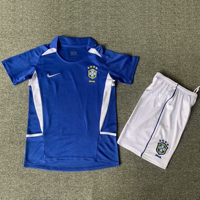 Retro 2002 Brazil Away kids kit with sock