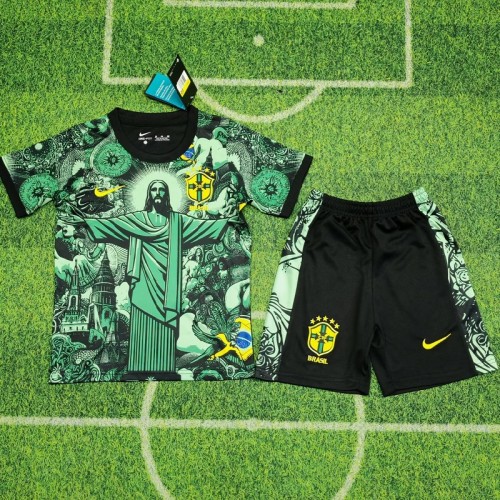 25/26 Brazil Jesus green kids kit