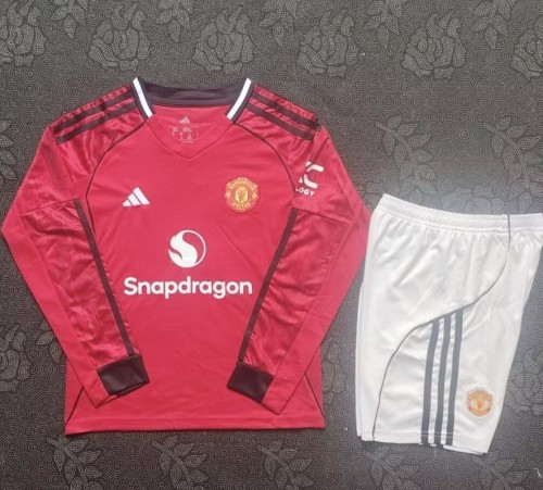 25/26 Manchester United home long sleeves kids kit