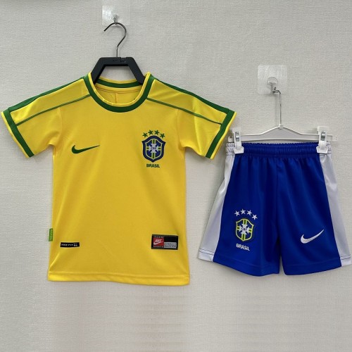 Retro 1998 Brazil home kids kit