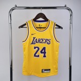 NBA Lakers #24 BRYANT kids Basketball Jersey yellow