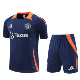24/25 Manchester United Short sleeve royal blue training suit