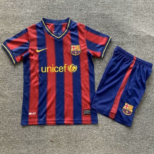Retro 09/10 Barcelona home kids kit